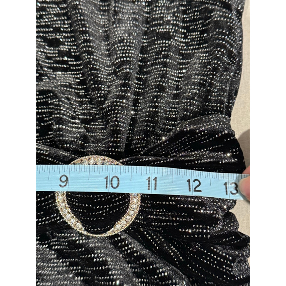 Women's Boston Proper Black Silver Sparkle peplum rhinestone buckle Blouse S - Picture 8 of 8